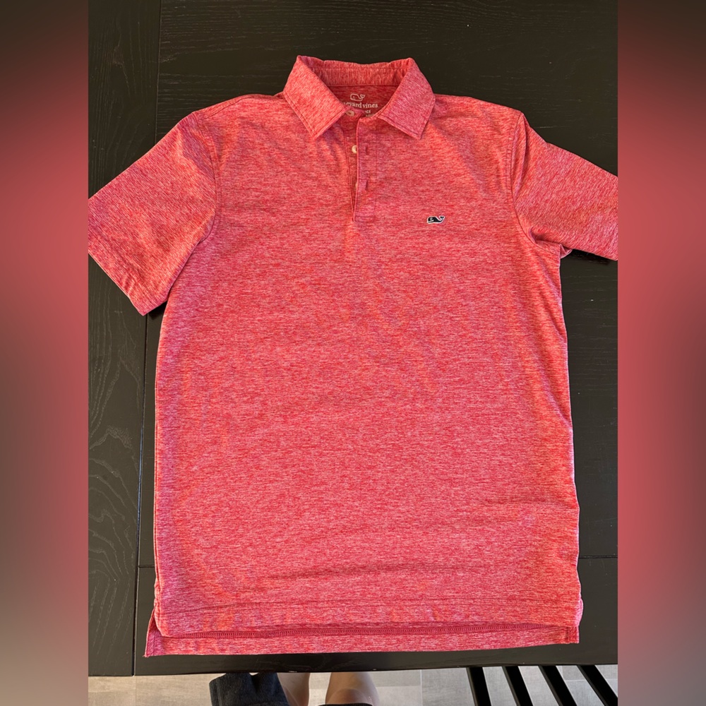 Vineyard Vine Red heathered performance Polo Shirt with Logo